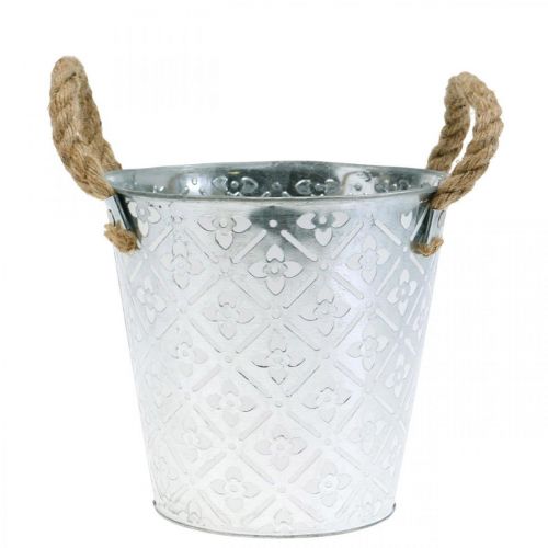 Floristik24 Metallplanter, planter med blommönster, dekorativ silverskål Ø16,5cm