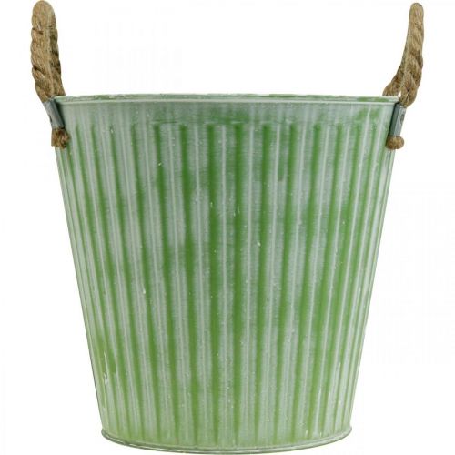 Artikel Växthink, metallkruka med handtag, dekorativ planteringskruka för plantering rosa/grön/gul shabby chic Ø12cm H10cm set om 3