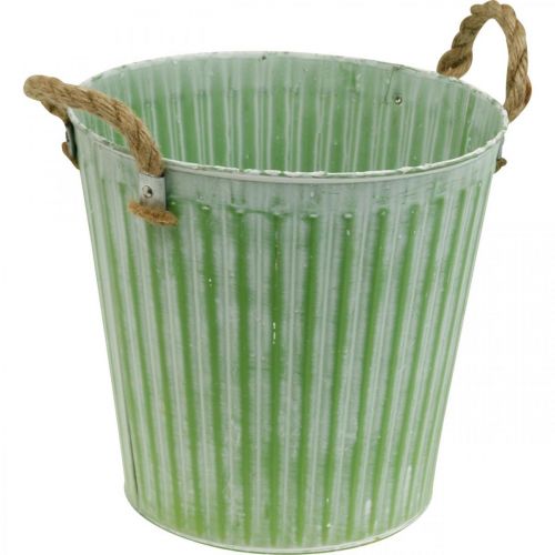 Artikel Dekorativ kruka, metallhink för plantering, planteringskruka med handtag, rosa/grön/gul shabby chic Ø14,5cm H13cm set om 3