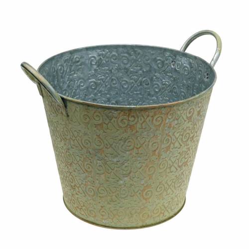 Floristik24 Skopa grön med handtag Ø26cm vintage look planteringsrost metall
