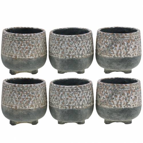Floristik24 Plantera pottenplanter antik betonggrå / vit Ø11cm H10,5cm 6st
