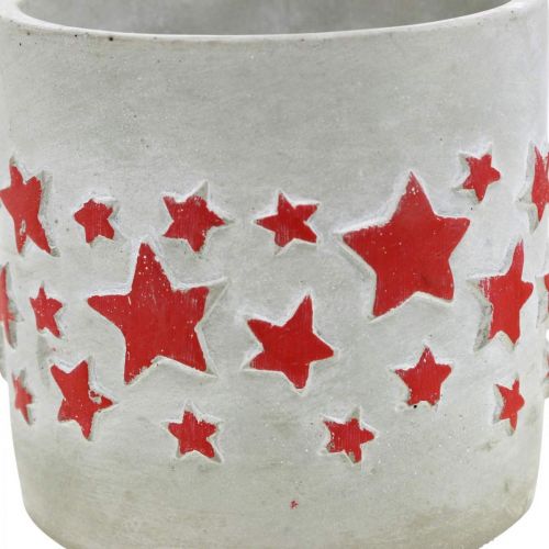 Artikel Keramisk dekoration stjärnmönster, planter, betongutseende, adventsdekoration Ø10,5cm H9,5cm 3st