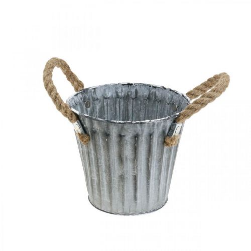 Växtkruka med handtag, metallbehållare, cachepot antik look Ø12cm