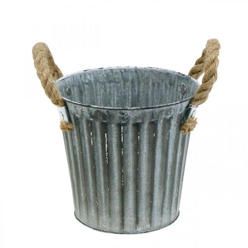 Artikel Växtkruka i metall, dekorativ kruka med handtag, växtkruka, cachekruka Ø16,5 cm