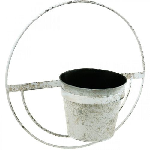 Artikel Blomkruka shabby chic väggdekoration vit metall med upphängning Ø37cm
