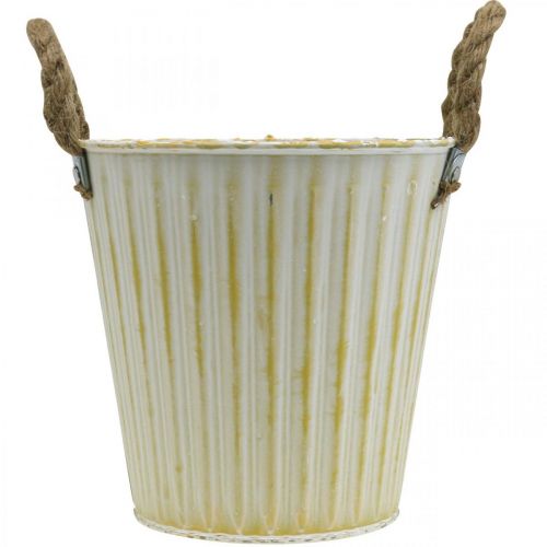 Artikel Metallkruka, vårdekoration, kruka med handtag Gul Shabby Chic Ø18cm H17,5cm