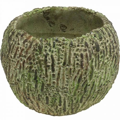 Artikel Kruka i betong i antik utseende grön, brun växtkruka rund Ø15,5cm