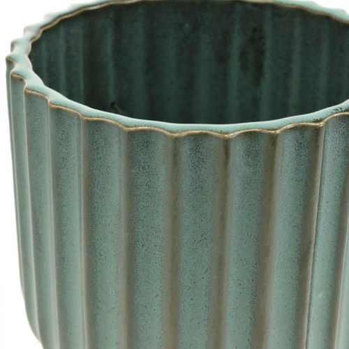 Floristik24 Växtkruka, keramikkärl, korrugerad kruka grön, brun Ø11,5cm H12,5cm