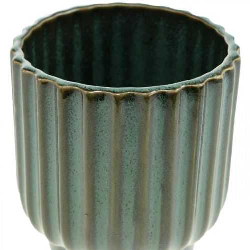 Floristik24 Miniblomkruka, keramisk kruka, korrugerad kruka grön, brun Ø8cm H8,5cm