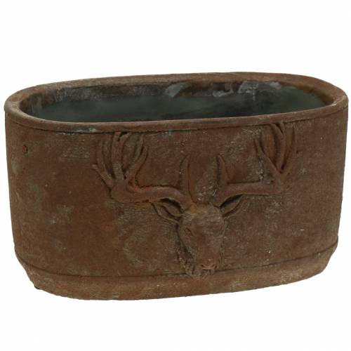 Floristik24 Växtkruka rost patina med hjorthuvud 24cm x 14cm H13cm