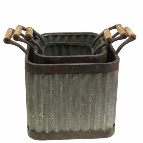 Artikel Planter med handtag, fyrkantig industriell stil 36 / 31,5 / 24cm, uppsättning av 3