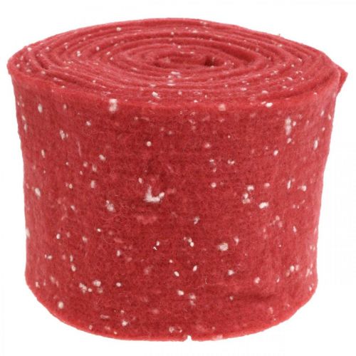 Floristik24 Filtband rött med prickar, dekorationsband, kruktejp, ullfilt ljusröd, vit 15cm 5m