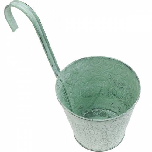 Floristik24 Blomkruka för upphängning av vintagelook växtkruka grön vit tvättad Ø11,5cm