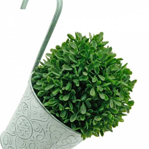 Artikel Blomkruka för upphängning av vintagelook växtkruka grön vit tvättad Ø11,5cm