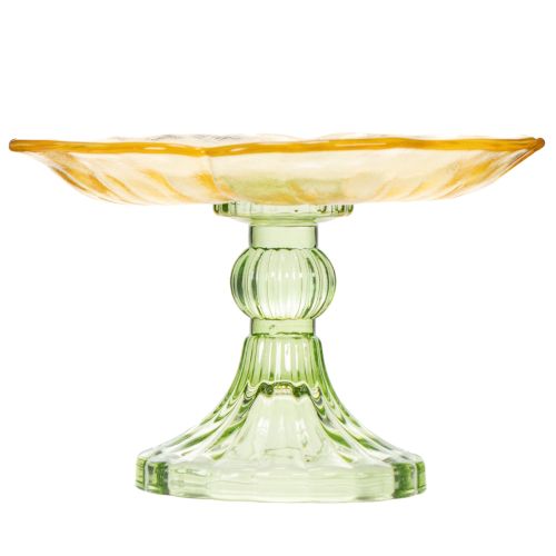 Artikel Dekorativ glastallrik med fot, blommönster, perfekt för festlig presentation, 15 cm
