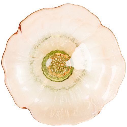 Artikel Dekorativ glastallrik med fot, blommönster för elegant bordsdekoration och sommardekor, 15 cm