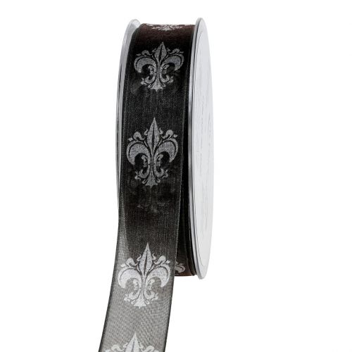 Sorgband svart med mönster 25mm 20m