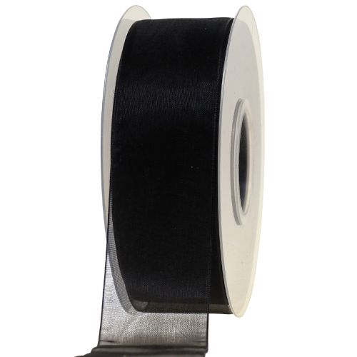 Floristik24 Sörjande organzaband med kant svart 40mm 50m