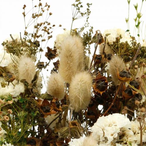 Floristik24 Bukett torkade blommor med ängsgräs vita, gröna, bruna 125g torkade blommor