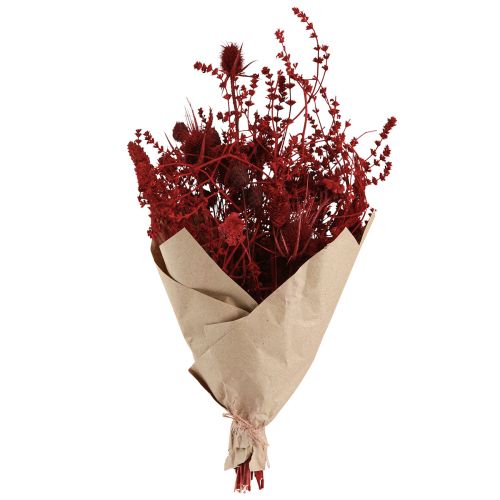 Artikel Torkad blombukett tistel dekoration i vinröd 40cm 80g
