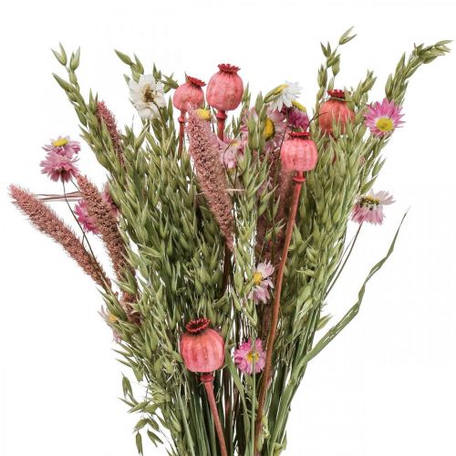 Artikel Torkad blombukett bukett ängsblommor rosa H50cm 140g