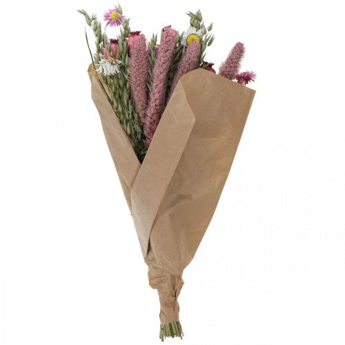Artikel Torkad blombukett bukett ängsblommor rosa H50cm 140g
