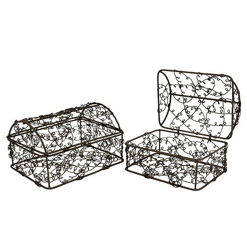 Bröstkorg tillverkad av tråd 7,5 cm x 10 cm / 9 cm x 12 cm brun uppsättning av 2
