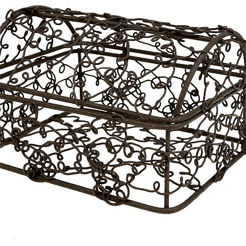 Floristik24 Bröstkorg tillverkad av tråd 7,5 cm x 10 cm / 9 cm x 12 cm brun uppsättning av 2