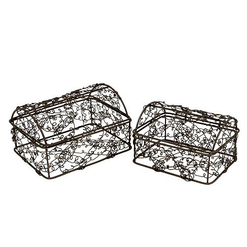 Floristik24 Bröstkorg tillverkad av tråd 7,5 cm x 10 cm / 9 cm x 12 cm brun uppsättning av 2