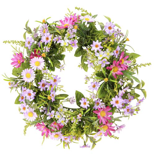 Floristik24 Dörrkrans Summer Daisy Artificiell Grön Lila Ø30cm