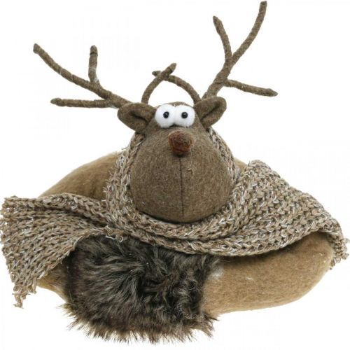 Artikel Dörrstoppare ren med halsduk adventsdekor brun H19cm