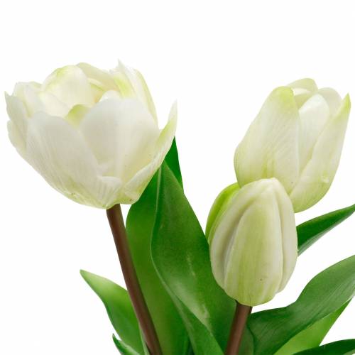 Floristik24 Konstgjord tulpanbukett Sidenblommor Tulpaner Real Touch Vit