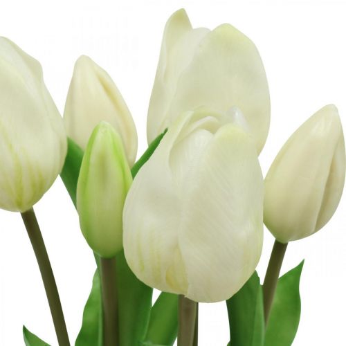 Artikel Konstgjorda tulpaner White Cream Real Touch 38cm 7 st