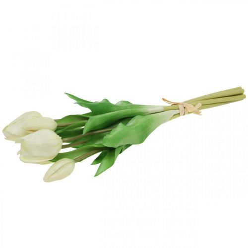 Artikel Konstgjorda tulpaner White Cream Real Touch 38cm 7 st