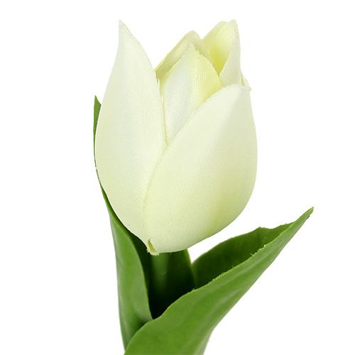 Floristik24 Vårdekoration, konstgjorda tulpaner, sidenblommor, dekorativa tulpaner grön/grädde 12 st.