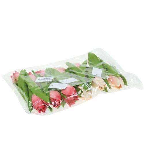 Floristik24 Tulpanblandning konstgjorda blommor rosa aprikos 16cm 12st