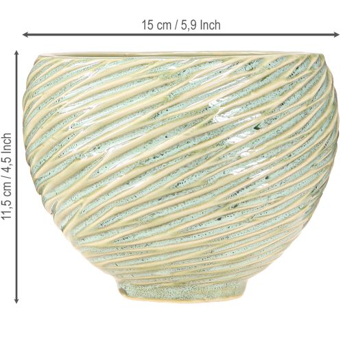 Artikel Planteringskärl dekorativ skål keramik i grönt Ø15cm H11cm 2st