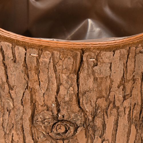 Artikel Blomkruka i trä, rund blomkruka, tallbark Ø15cm H12,5cm