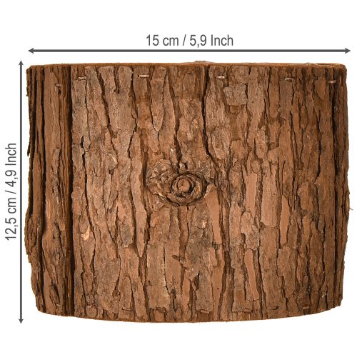 Artikel Blomkruka i trä, rund blomkruka, tallbark Ø15cm H12,5cm