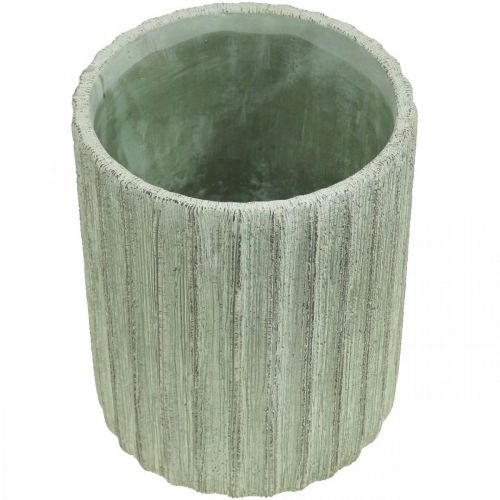 Floristik24 Planteringskärl Keramik Grön Retro Randig Ø13,5cm H17cm