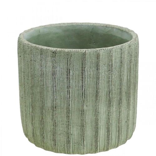 Floristik24 Planteringskärl Keramik Grön Retro Randig Ø16,5cm H14,5cm