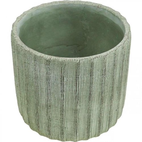 Floristik24 Planteringskärl Keramik Grön Retro Randig Ø16,5cm H14,5cm