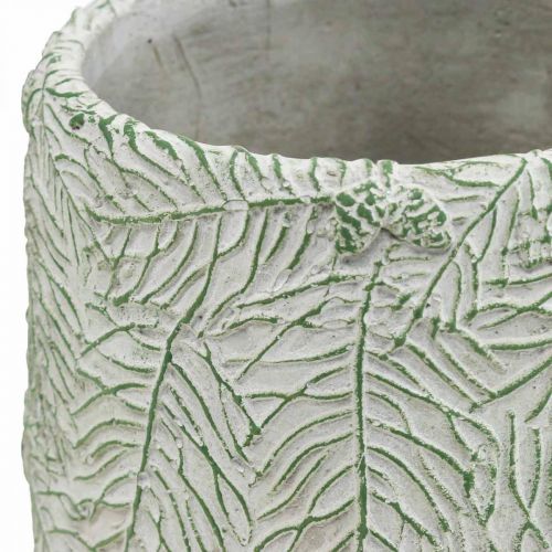Artikel Planteringskärl keramik grön vit grå furugrenar Ø12cm H17,5cm
