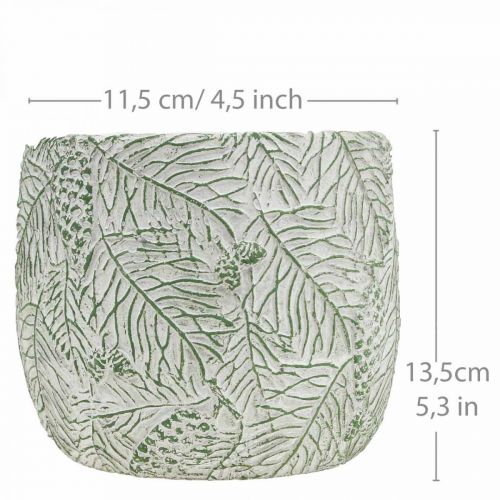 Artikel Planteringskärl keramik grön vit grå gran grenar Ø13,5cm H13,5cm