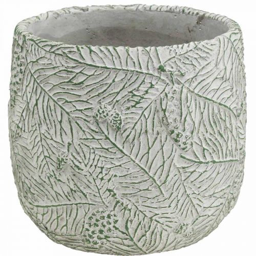 Artikel Planteringskärl keramik grön vit grå gran grenar Ø12,5cm H12cm