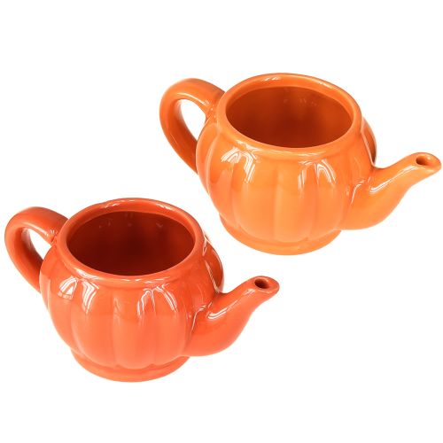 Planter i keramik, tekanna, orange, blandad, 15×9×6,5 cm, 2 st