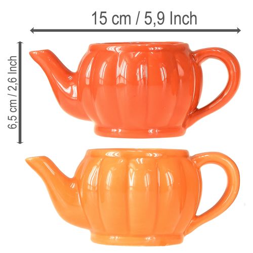 Floristik24 Planter i keramik, tekanna, orange, blandad, 15×9×6,5 cm, 2 st