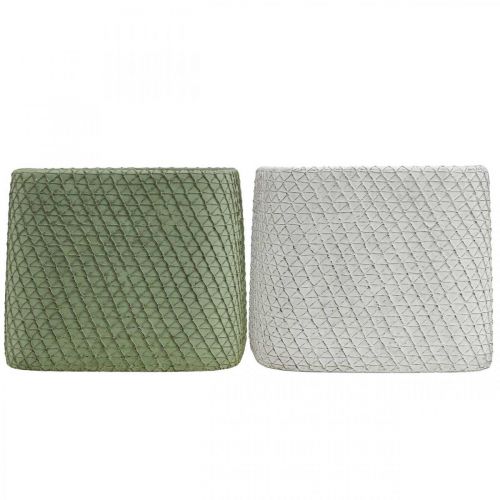 Artikel Planteringskärl keramik vit grön reliefnät 17x17cm H15cm 2st
