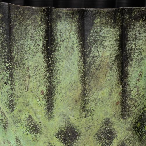 Artikel Vintage blomkruka i metall, grön, Ø14/12 cm, set om 2