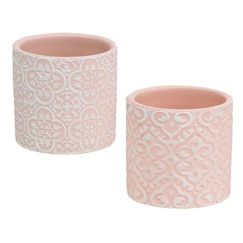 Floristik24 Planter med mönster rosa Ø7cm H6.5cm 12st